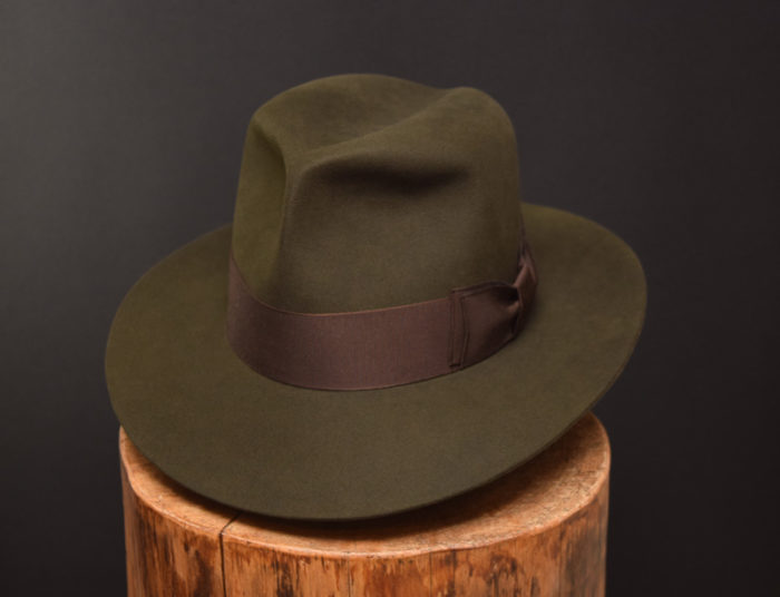 Custo Bespoke Fedora hat moss green