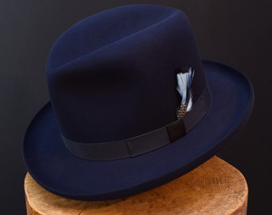 beaver felt fedora dark royal blue kl