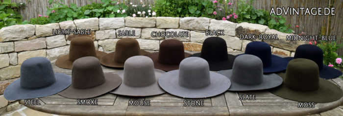 Biberfilz Hut Farben Beaver felt hat colours