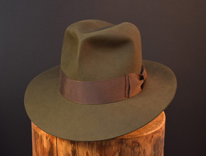 Bespoke fedora in moss green