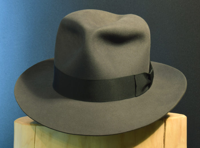   Ein Kingdom / Crystal Skull Fedora Hut handgemacht aus 100% Biber-Filz slate grau 2