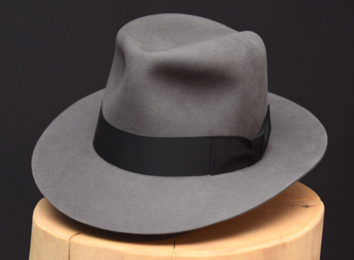 Temple Fedora hat Indiana Jones stone grey grau biber filz 2