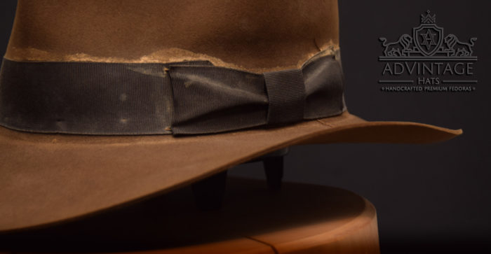 soc ribbon bow streets of cairo distressed indy hat fedora indiana jones hut used weathered 1492