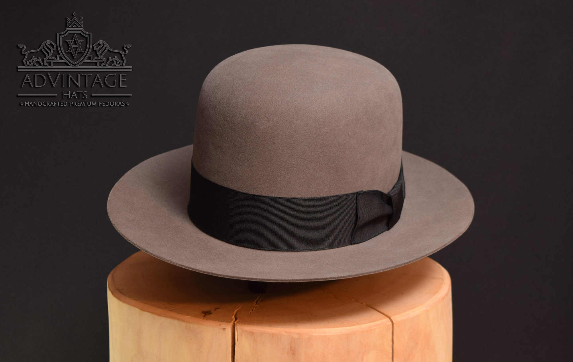 open crown fedora hut hat mouse-grey