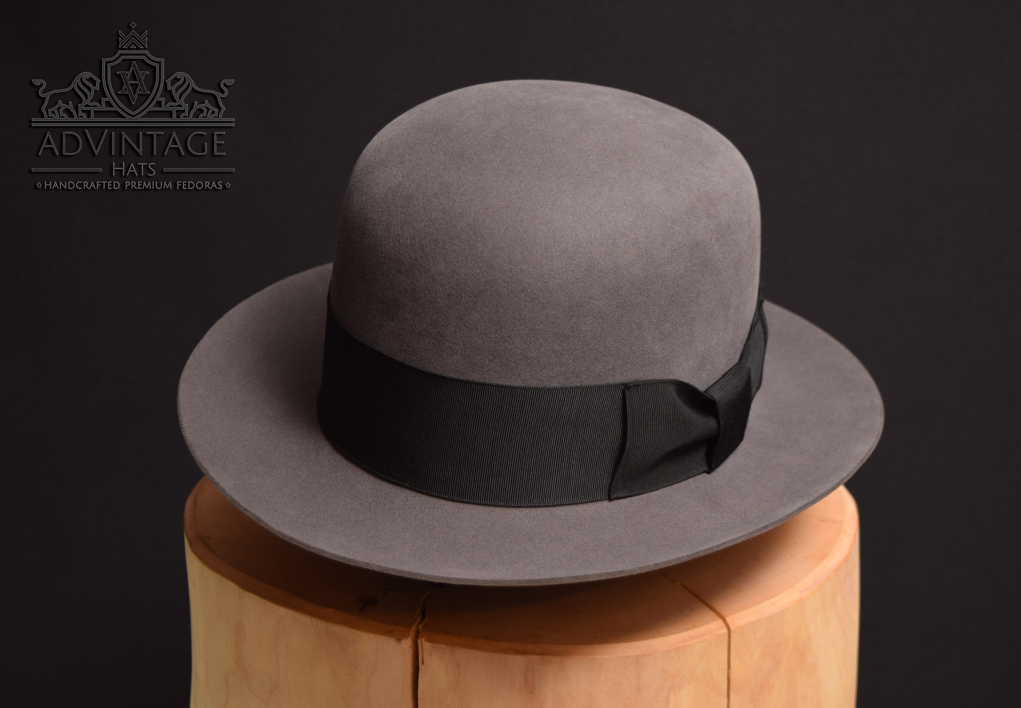 custom bespoke open crown fedora hut hat grau grey 100x biberfilz beaver felt
