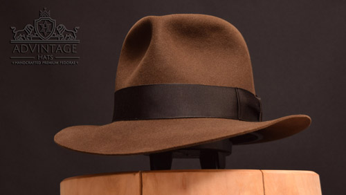 Temple Fedora hat in Sable and 100% rabbit felt