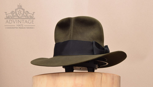 Two Custom Fedora hats in Moss