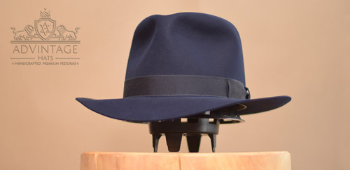 Custom Temple Fedora Hat in Dark-Royal